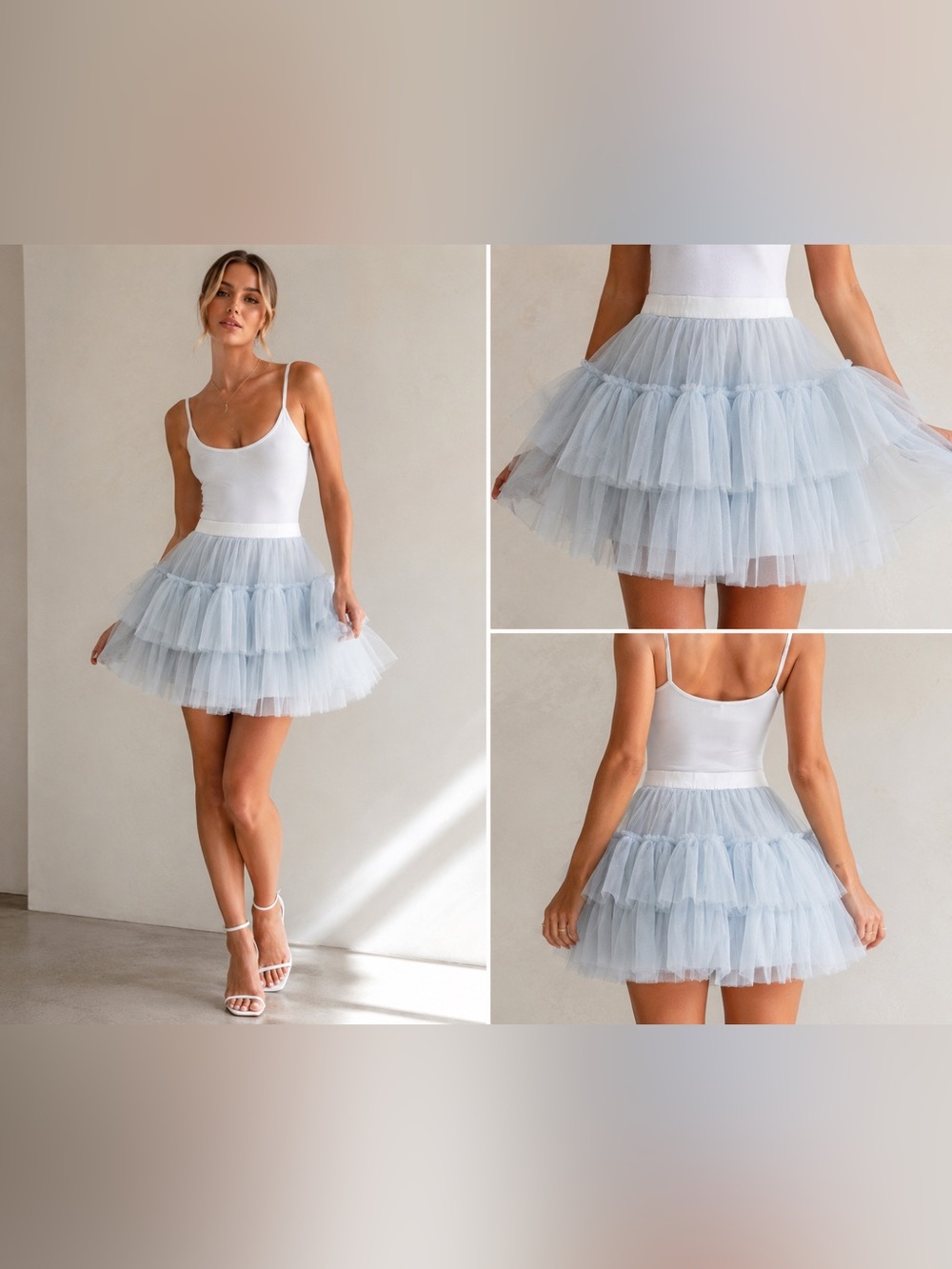Zimmermann Light Blue Layered Tulle Mini Skirt